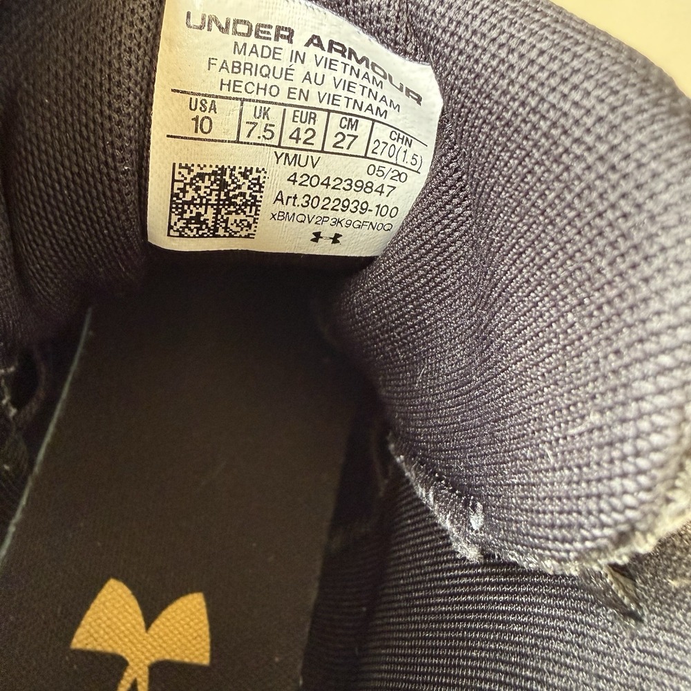 Under Armour Men's Size 10 Gray Black Basketball Shoes Athletic Sneakers - Picture 8 of 8